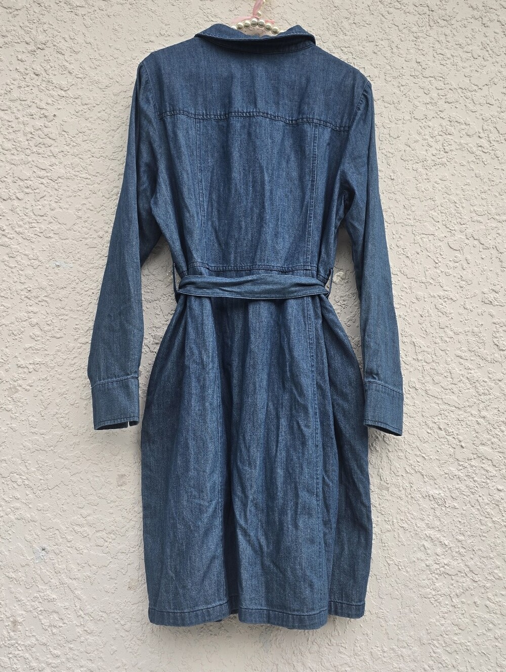 Boden Holly Denim Shirt Dress Medium Wash 100% Cotton Long Sleeve Belted US 12 R - Picture 4 of 8